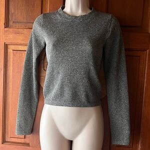 Hippie Rose Heather Green Gray Ribbed Knit Top Small